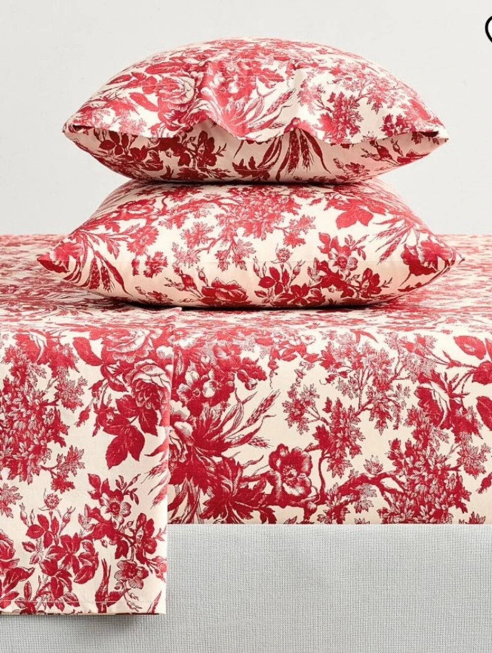 Pottery Barn Sorrel Red Floral Toile Pillow Shams Set Of 4 King
